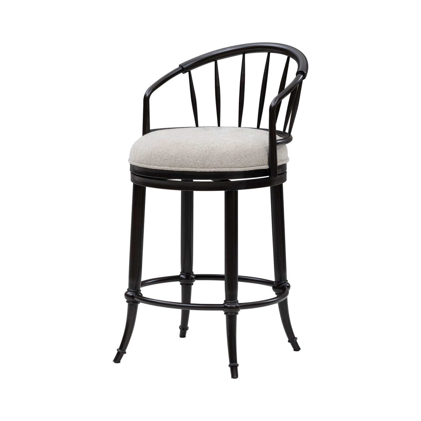 Luther - Commercial Grade Steel Frame Fabric Upholstered Swivel Counter Height Barstool