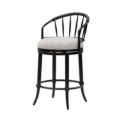 Luther - Commercial Grade Steel Frame Fabric Upholstered Swivel Counter Height Barstool