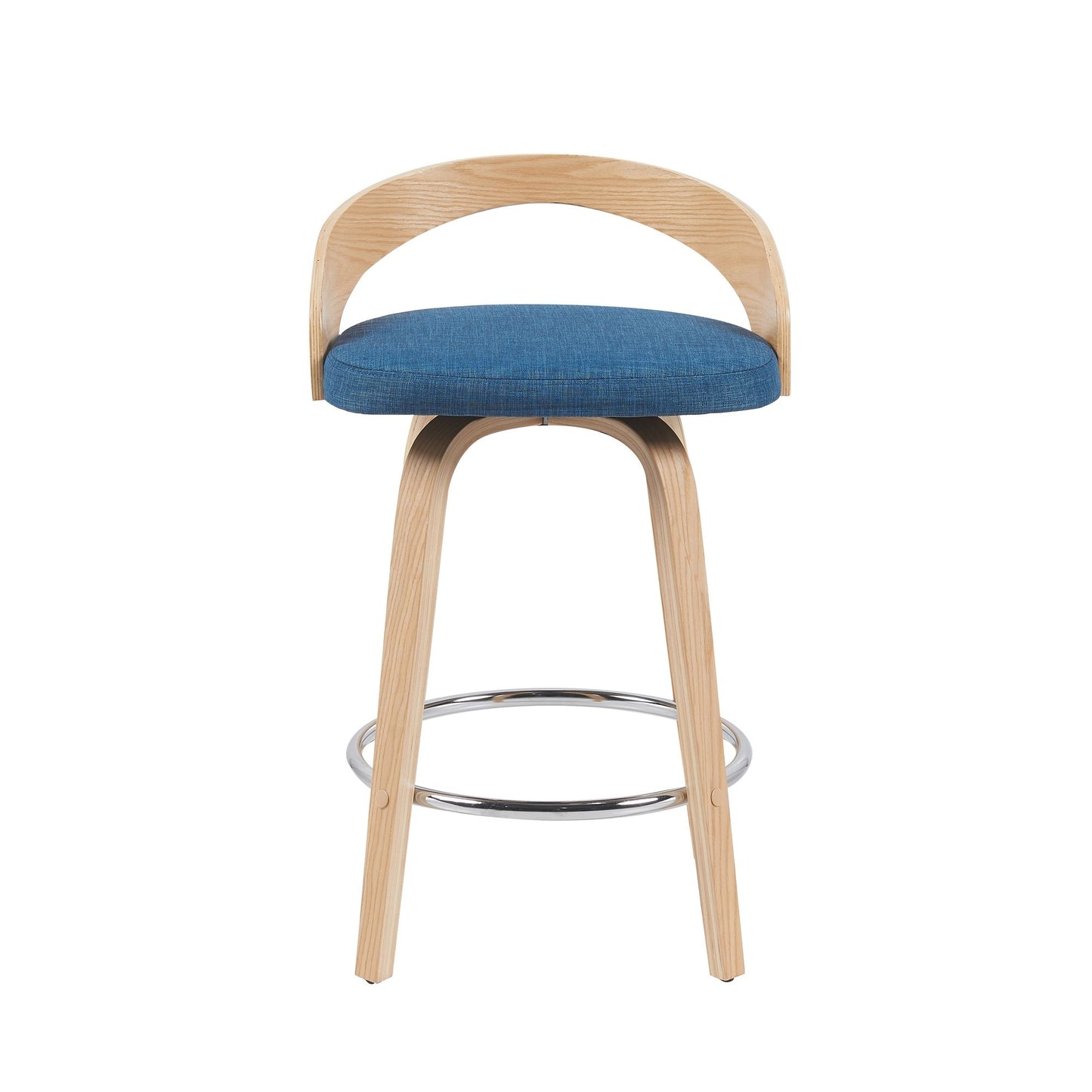 Sonia - Modern Swivel Counter Height Bar Stool - Patterned Oak Wood Finish