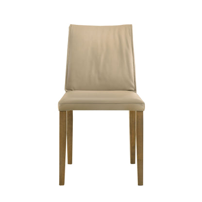 Velena - Full Back Top Grain Leather Upholstered Wood Dining Chairs (Set of 2) - Khaki