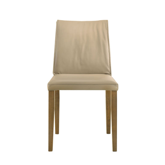 Velena - Full Back Top Grain Leather Upholstered Wood Dining Chairs (Set of 2) - Khaki