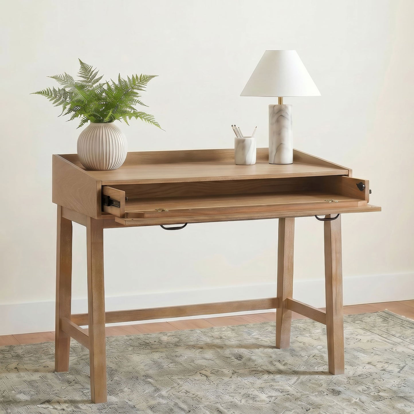 Fabian 38-inch Computer Desk with Keyboard Drawer Distressed Light Brown