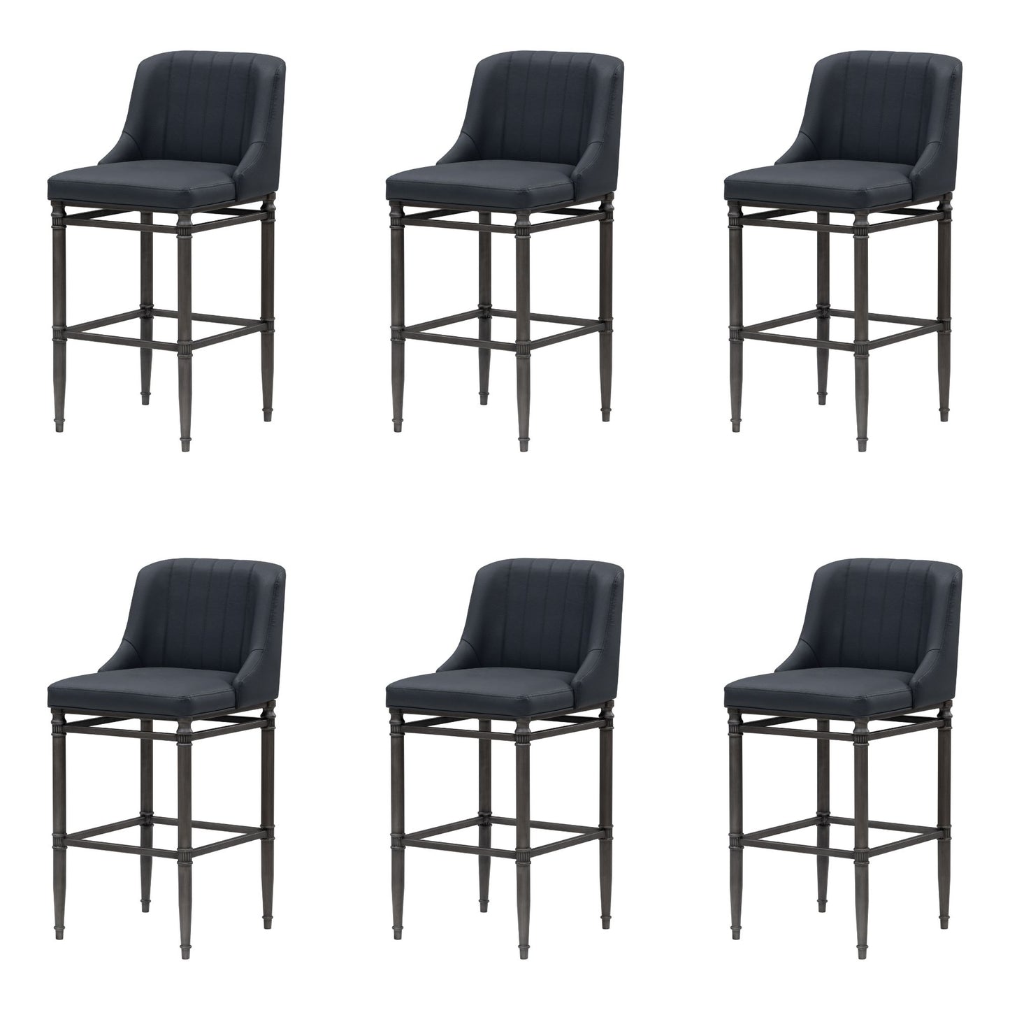 Marvin - Steel Frame Faux Leather Upholstered Bar Height Barstool