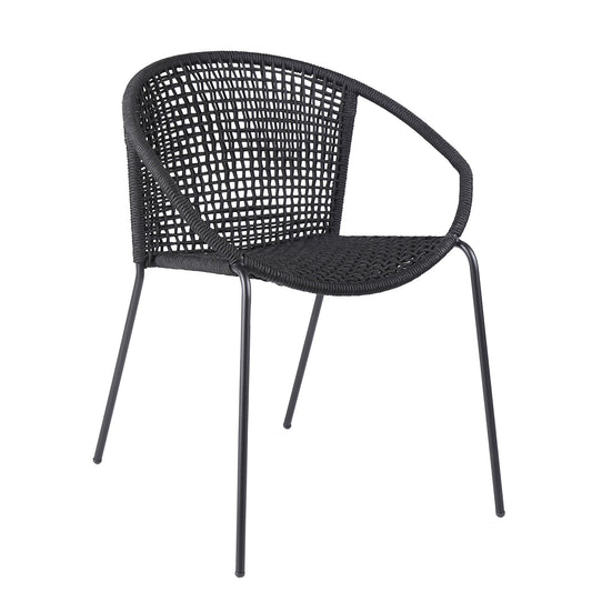Sydney And Snack - 3 Piece Outdoor Patio 36" Dining Set - Black Eucalyptus Wood And Black Rope
