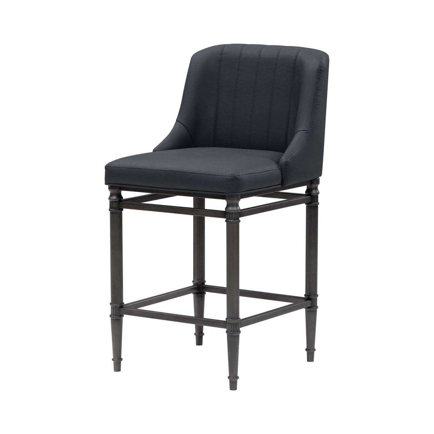 Marvin - Steel Frame Faux Leather Upholstered Counter Height Barstool