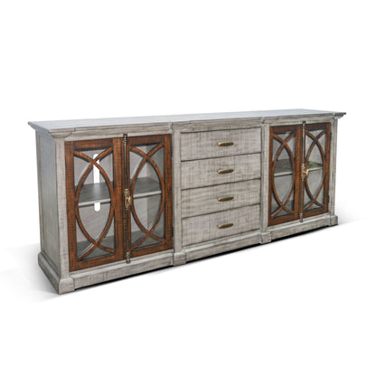 Homestead Hills - Media Console Long - Tobacco Leaf / Alpine Gray