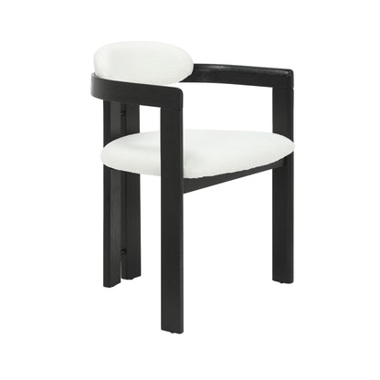 Jazmin - Curved Back Wood Dining Chair With Boucle Fabric Seat Set