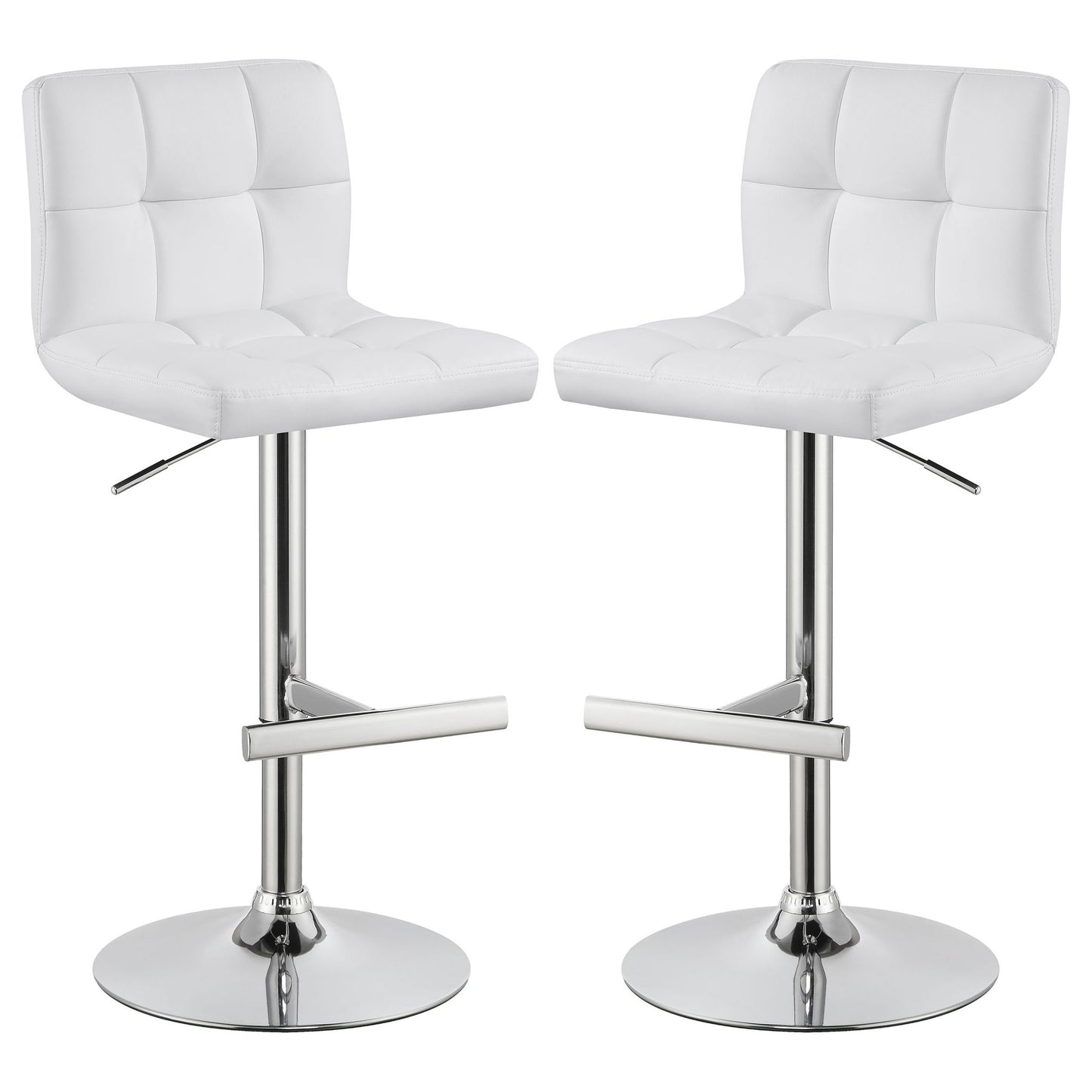 Lenny Upholstered Adjustable Bar Stool White (Set of 2)