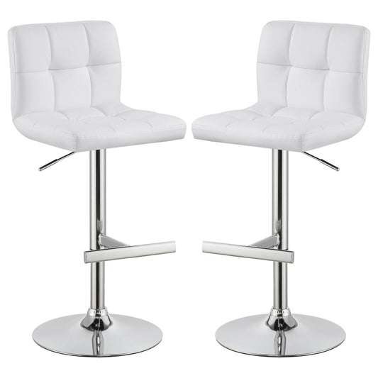Lenny Upholstered Adjustable Bar Stool White (Set of 2)