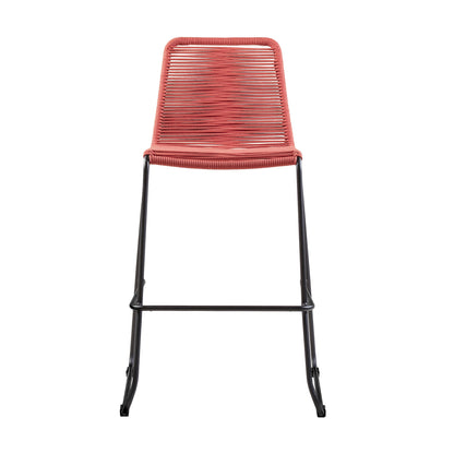 Shasta - 30" Outdoor Metal And Rope Stackable Barstool