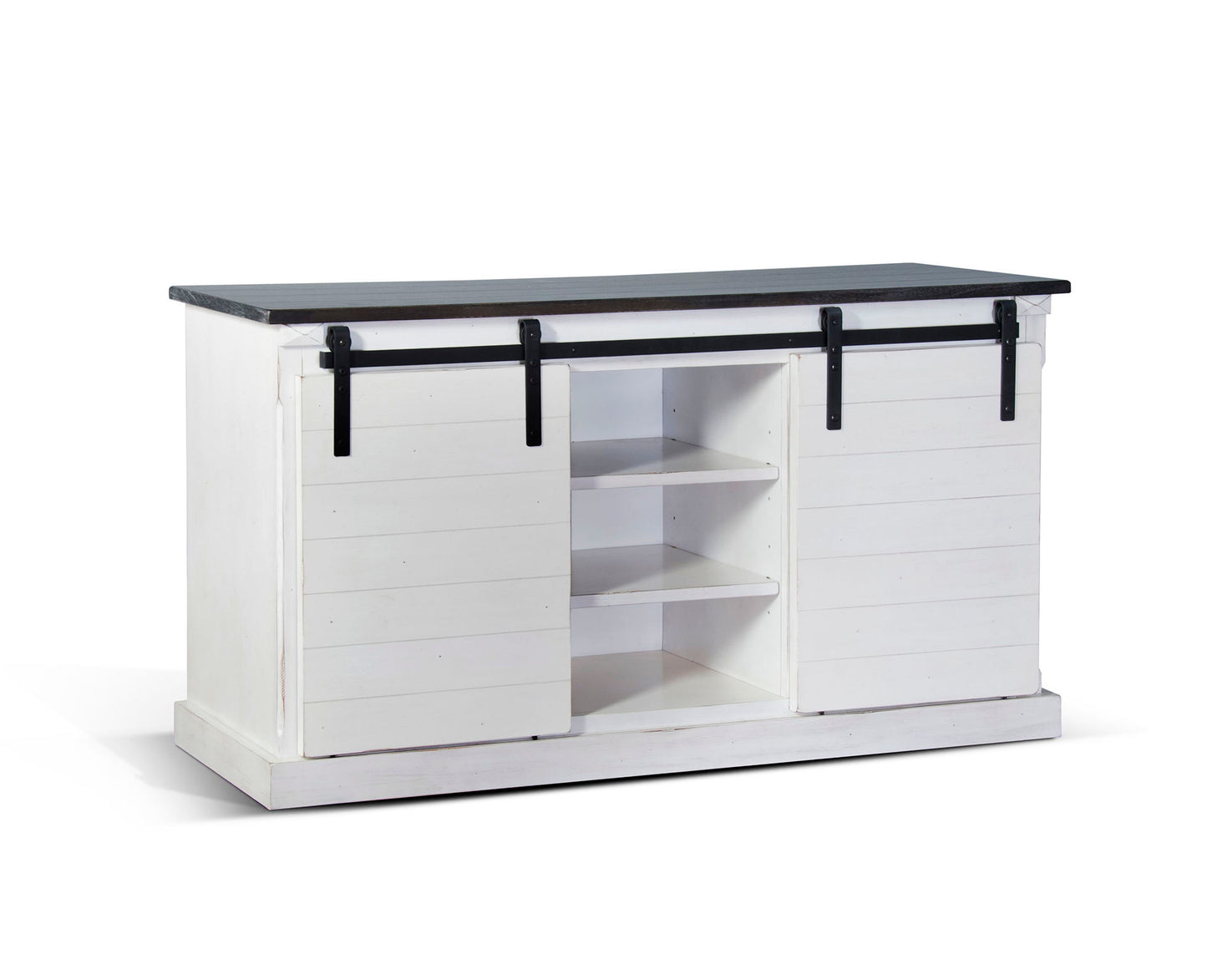 Carriage House - TV Console With Barn Door - White / Dark Brown