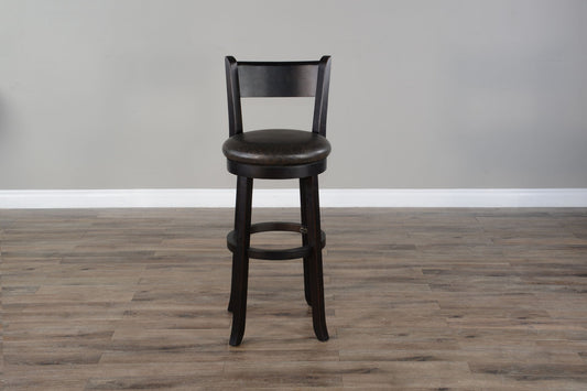 Scottsdale - 30" Swivel Barstool With Cushion Seat & Back (Set of 2) - Dark Brown / Black
