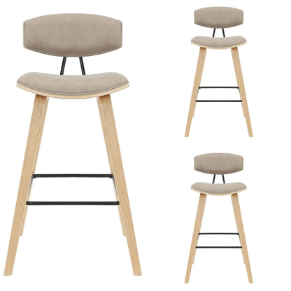 Fox - Bar Height Curved Back Wood Bar Stool With Faux Leather Seat