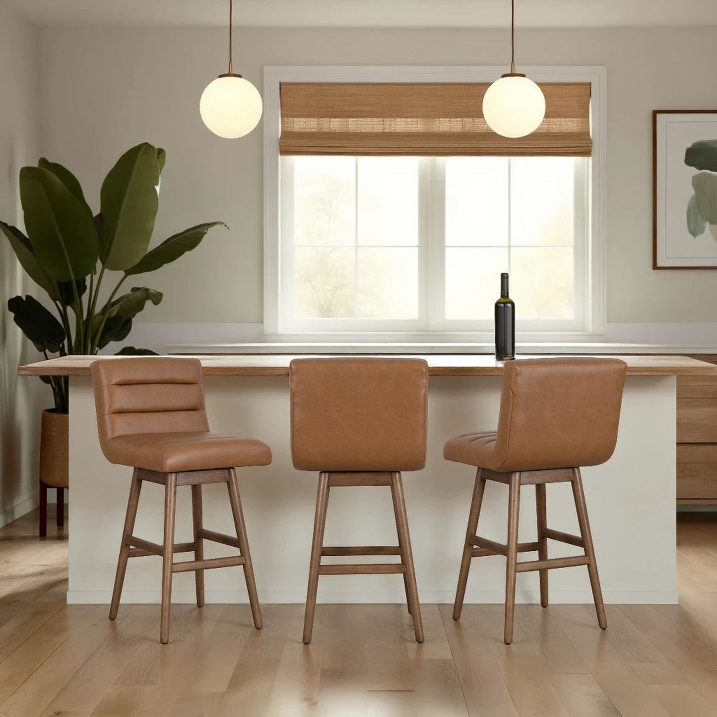 Elias - Swivel Rubberwood Barstool