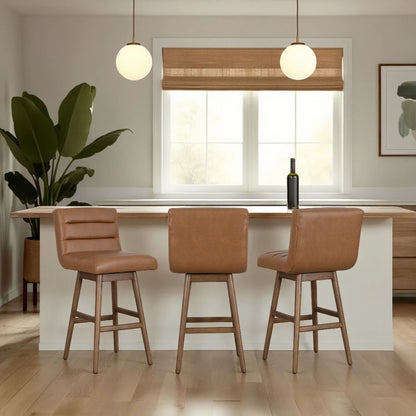 Elias - Swivel Rubberwood Barstool