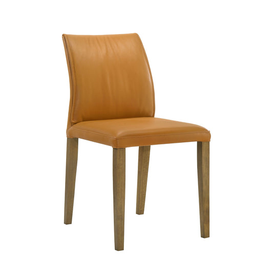Velena - Full Back Top Grain Leather Upholstered Wood Dining Chairs (Set of 2) - Orange