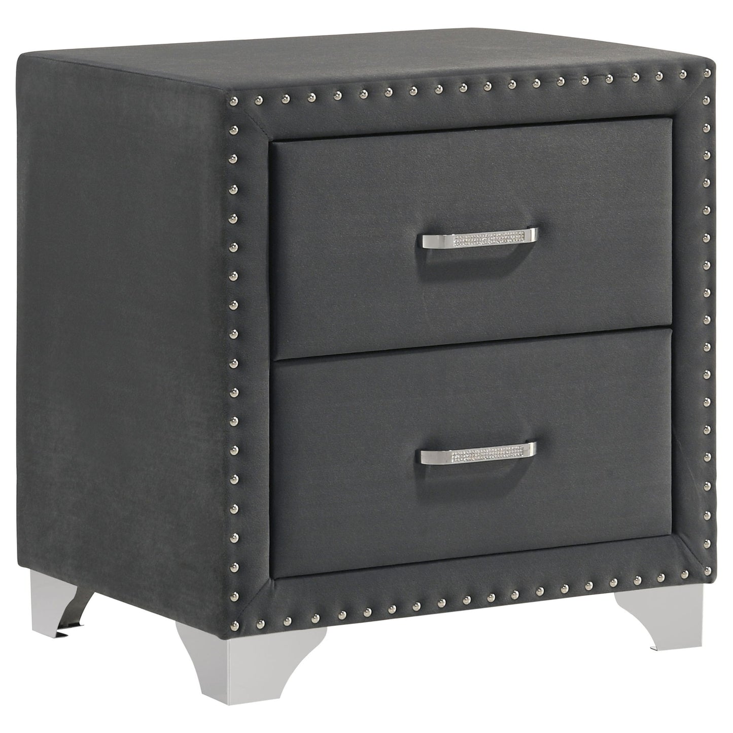 Melody Upholstered 2-drawer Nightstand Grey