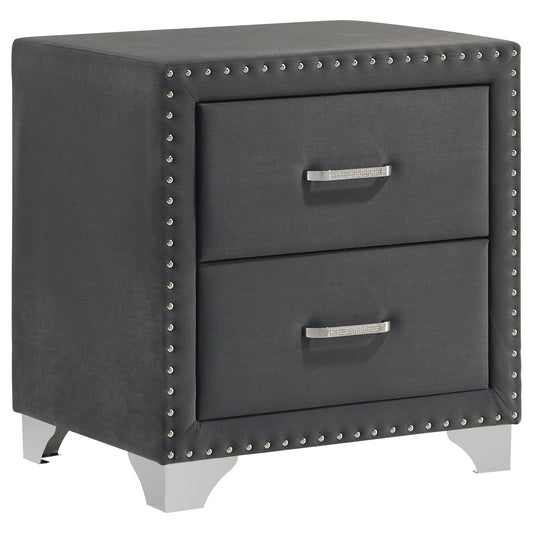 Melody Upholstered 2-drawer Nightstand Grey