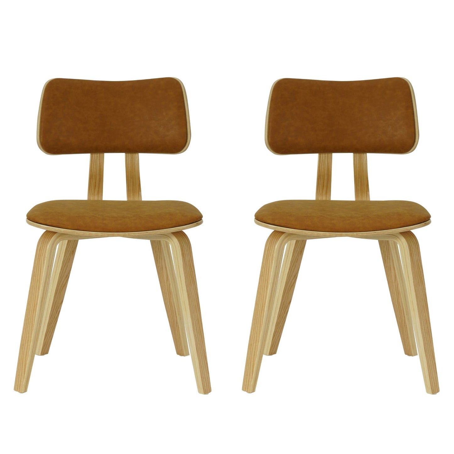 Jaguar - Curved Back Wood Dining Chair With Faux Leather Seat