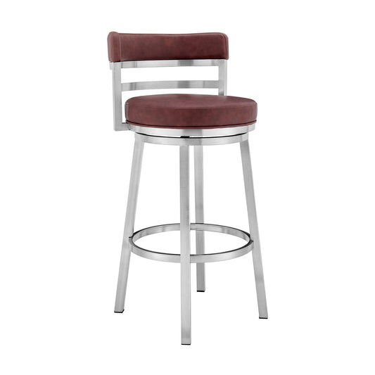 Titana - Swivel Faux Leather And Brushed Stainless Steel Bar Stool