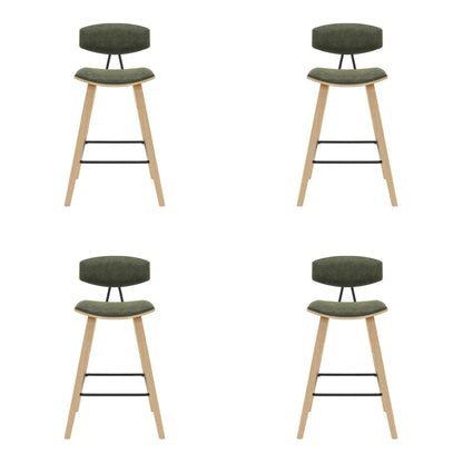 Fox - Counter Height Curved Back Wood Bar Stool With Faux Leather Seat