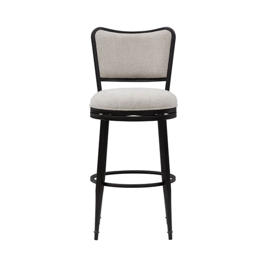 Baxter - Steel Frame Fabric Upholstered Swivel Bar Height Barstool