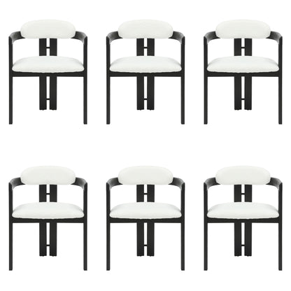 Jazmin - Curved Back Wood Dining Chair With Boucle Fabric Seat Set