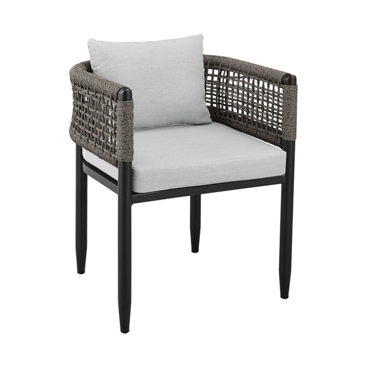 Alegria - Outdoor Patio Dining Chair In Aluminum With Gray Rope And Cushions - (Set Of 2)
