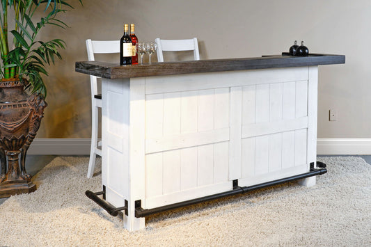 Carriage House - Farmhouse Wood Home Bar - Cottage White / Europen Dark