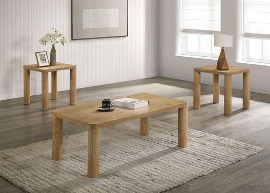 Castlewood 3-piece Cocktail Coffee Table Set Light Oak