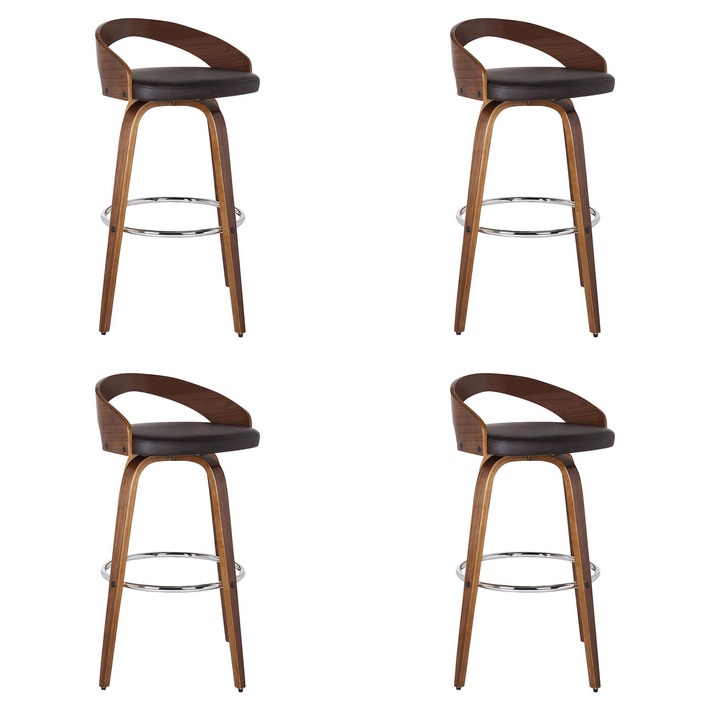 Sonia - 30" Bar Height Swivel Bar Stool - Walnut Wood