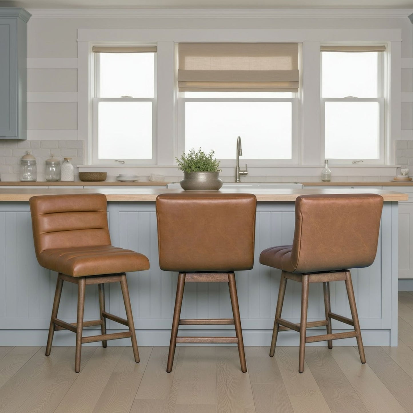 Elias - Swivel Rubberwood Barstool