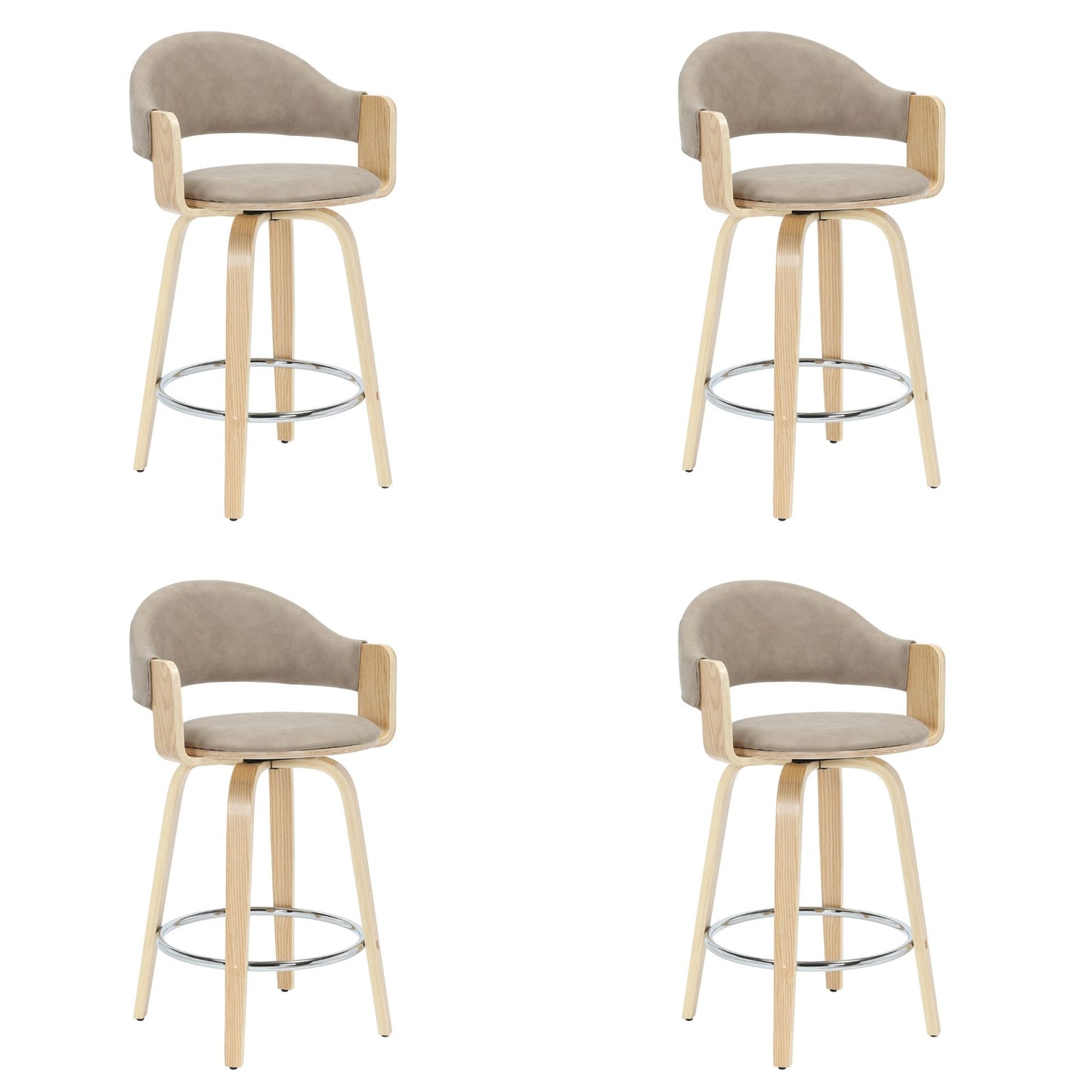 Daxton - Swivel Counter Height Round Back Wood Bar Stool With Faux Leather Seat