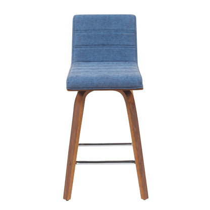 Vienna - Modern Counter Height Swivel Bar Stool - Walnut Finished Wood Frame