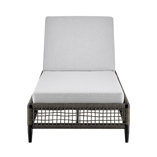 Alegria - Outdoor Patio Adjustable Chaise Lounge Chair In Aluminum With Gray Rope And Cushions