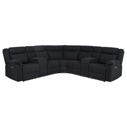 Hagen Upholstered Power Reclining Sectional Sofa Steel Grey