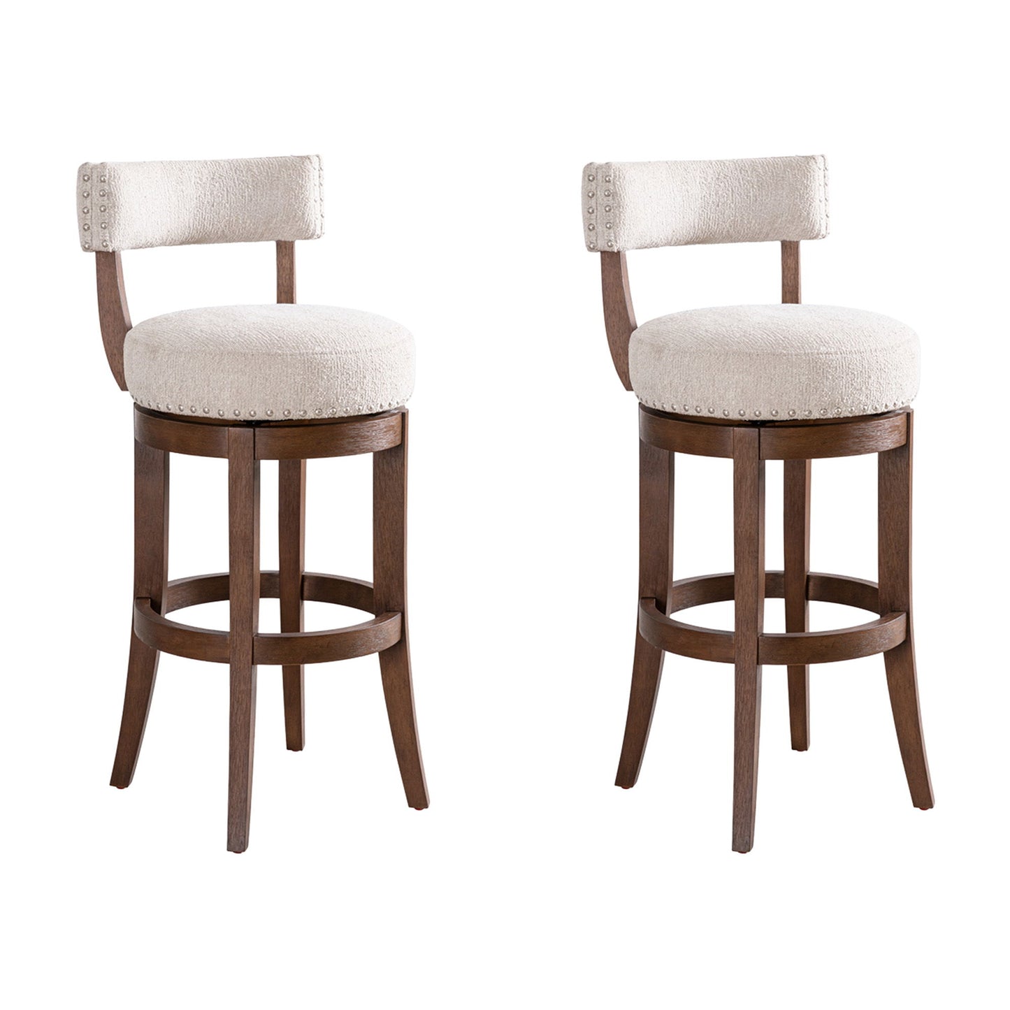 Mystic - Solid Wood Upholstered 30" Bar Height Swivel Barstool
