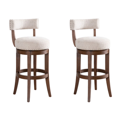 Mystic - Solid Wood Upholstered 30" Bar Height Swivel Barstool