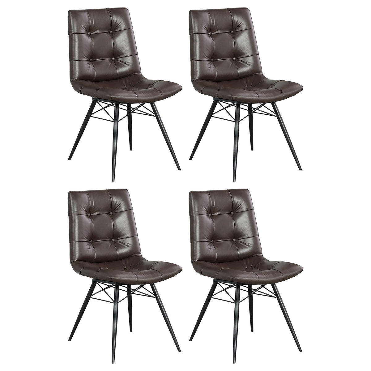Aiken Faux Leather Upholstered Dining Side Chair Dark Brown (Set of 4)