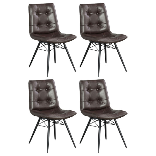 Aiken Faux Leather Upholstered Dining Side Chair Dark Brown (Set of 4)