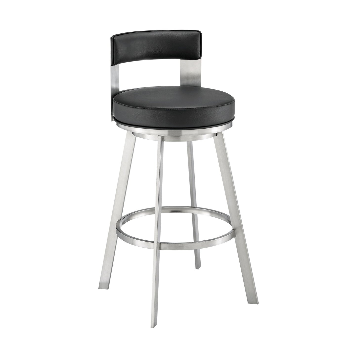 Lynof - Swivel Bar Stool - Brushed Stainless Steel Finish