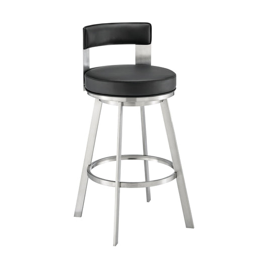 Lynof - Swivel Bar Stool - Brushed Stainless Steel Finish