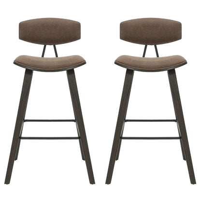 Fox - Bar Height Curved Back Wood Bar Stool With Faux Leather Seat