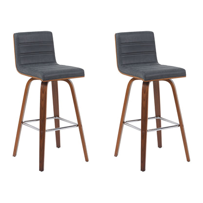 Vienna - Modern Swivel Bar Height Stool - Walnut Finished Wood Frame