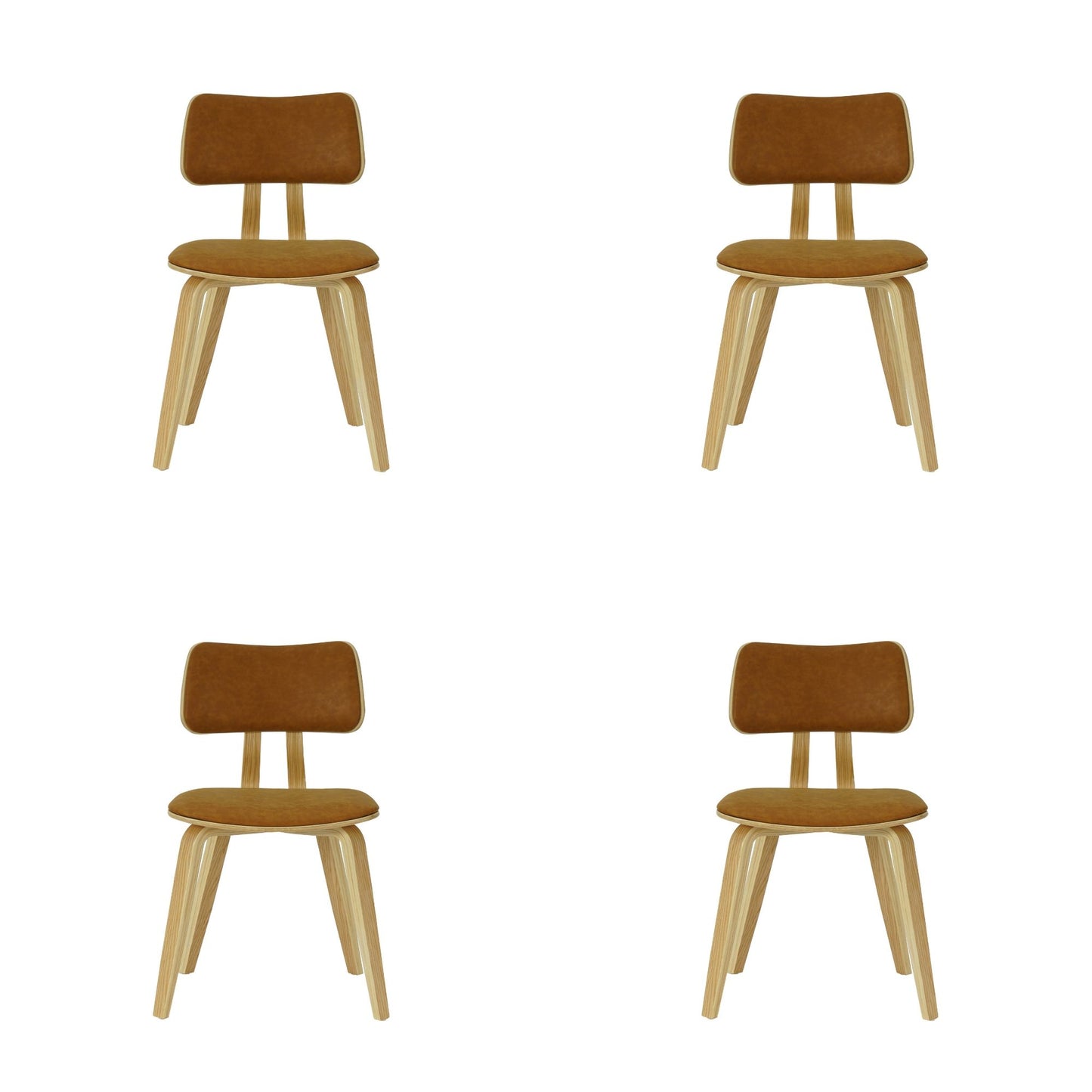 Jaguar - Curved Back Wood Dining Chair With Faux Leather Seat