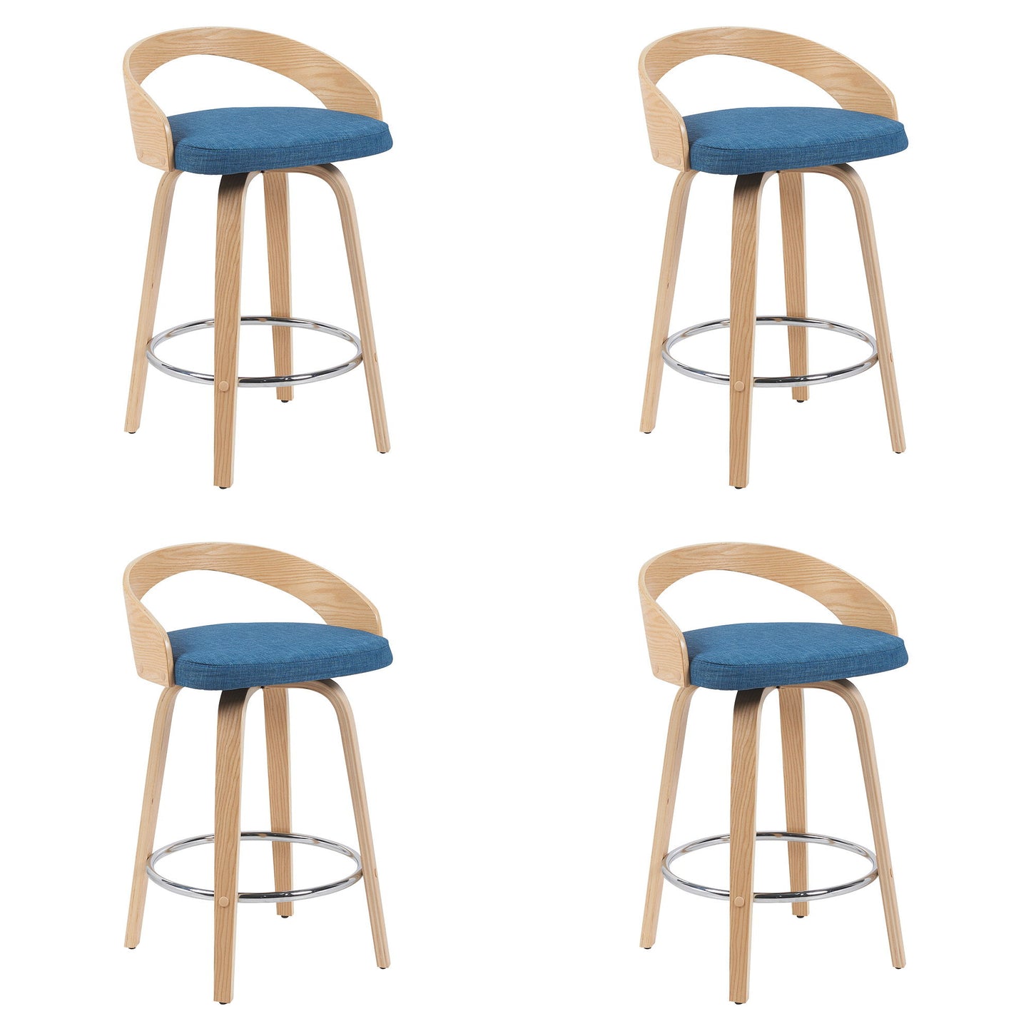 Sonia - Modern Swivel Counter Height Bar Stool - Patterned Oak Wood Finish