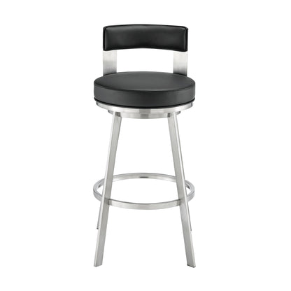 Lynof - Swivel Bar Stool - Brushed Stainless Steel Finish