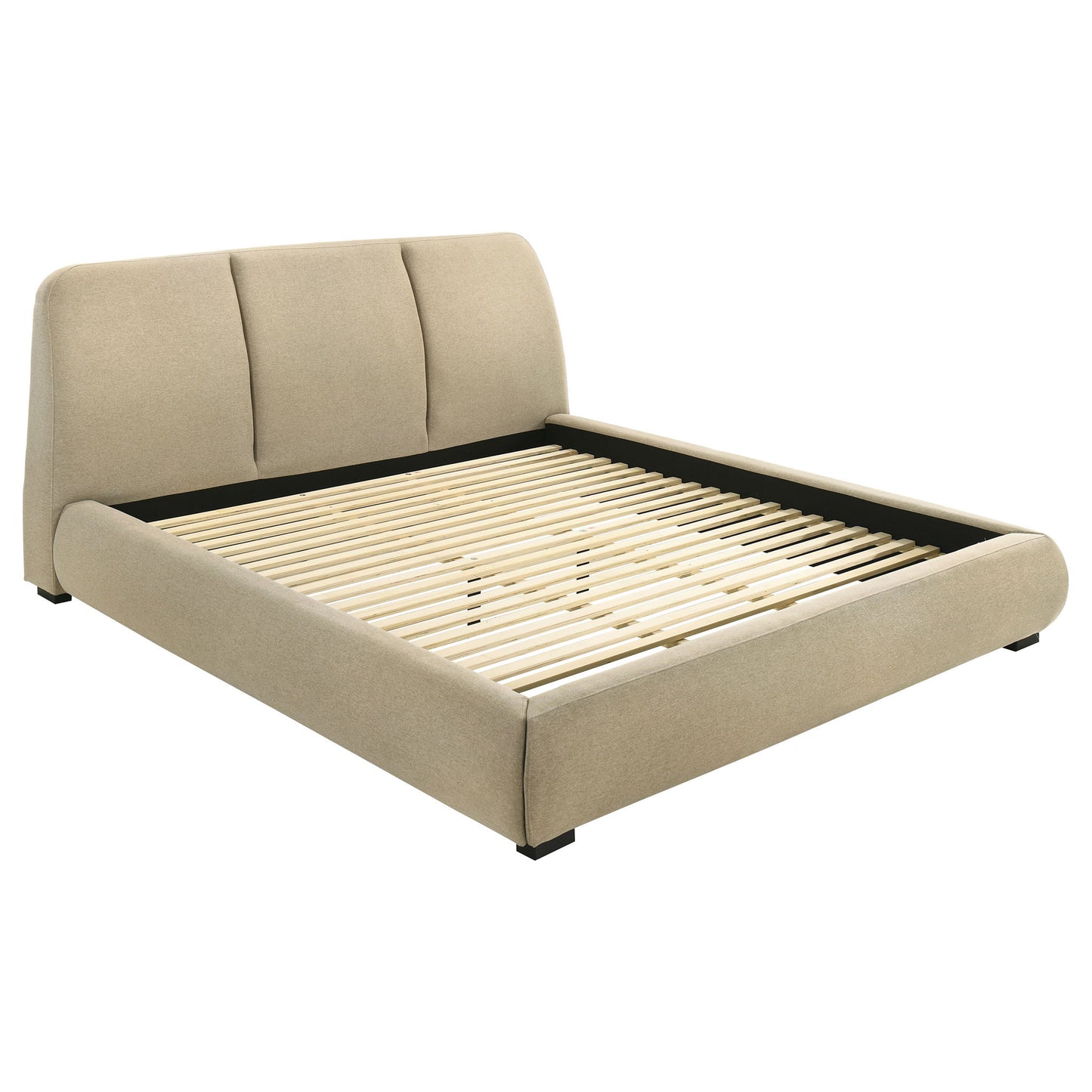 Mokena 46-inch Upholstered Eastern King Platform Bed Brown