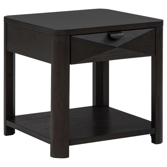 Marcelo Wood End Table with Drawer and Shelf Coffee