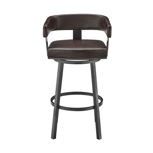Cohen - 26" Counter Height Swivel Bar Stool - Java Brown Finish And Faux Leather